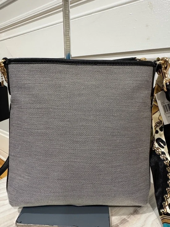 Coach Kitt Messenger Crossbody Salt Black Woven Jacquard Leather Trim Small Bag - Picture 8 of 17